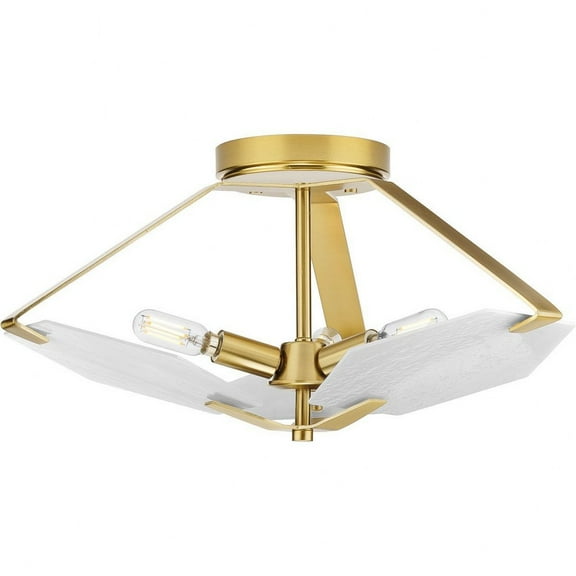 Progress Lighting Rae Collection 3-Light Semi-Flush Convertible Ceiling Light, Brushed Bronze, Geometric Shade