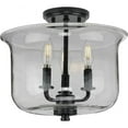 thumbnail image 1 of Progress Lighting Winslett 3-Light Semi-Flush Mount, Matte Black, Seeded Glass Shade, 1 of 7