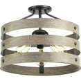 thumbnail image 1 of Progress Lighting Gulliver 3-Light Semi-Flush Convertible Ceiling Light, Graphite, Wood Grained Texture, 1 of 7