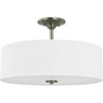 thumbnail image 1 of Progress Lighting Inspire Collection 3-Light Semi-Flush Mount, Brushed Nickel, Summer Linen Shade, 1 of 5