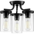 thumbnail image 1 of Progress Lighting Lassiter 3-Light Semi-Flush Mount, Matte Black, Clear Glass Shades, 1 of 7
