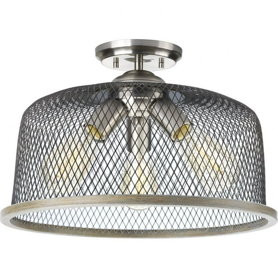 P350091-009-Progress Lighting-Tilley - Close-to-Ceiling Light - 3 Light in Coastal style - 16 Inches wide by 10.25 Inches high-Brushed Nickel Finish