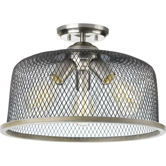 P350091-009-Progress Lighting-Tilley - Close-to-Ceiling Light - 3 Light in Coastal style - 16 Inches wide by 10.25 Inches high-Brushed Nickel Finish