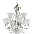 thumbnail image 1 of Torino Collection Nine-Light Brushed Nickel Etched Glass Transitional Chandelier Light, 1 of 2
