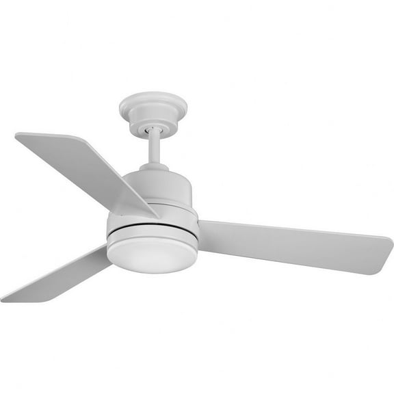 Progress Lighting Trevina II 3-Light Ceiling Fan, Steel, Satin White, Opal Shade