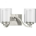 thumbnail image 1 of Progress Lighting Kene 2-Light Wall Bracket, Brushed Nickel, Etched Glass Shades, 1 of 2