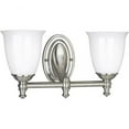 thumbnail image 1 of Progress Lighting Victorian 2-Light Bath Fixture, Ceramic, Brushed Nickel, Triplex Opal Glass Shade, 1 of 2