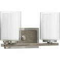 thumbnail image 1 of Progress Lighting Mast 2-Light Bath Vanity in Brushed Nickel with Clear and Etched Glass Shades, 1 of 7