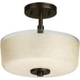 thumbnail image 1 of Progress Lighting Alexa Collection, 2-Light Semi-Flush, Antique Bronze, White Linen Glass Shade, 1 of 3