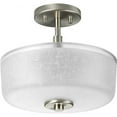 thumbnail image 1 of Progress Lighting, Alexa Collection, 2-Light Semi-Flush, Brushed Nickel, White Linen Finished Glass, 1 of 3