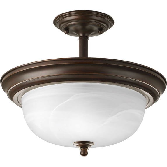 Progress Lighting, Melon Collection, 2-Light Semi-Flush, Brushed Nickel, Dome Glass Shade