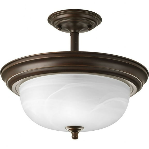P3927-20-Progress Lighting-Dome Glass CTC - 11.3125 Inch Height - Close-to-Ceiling Light - 2 Light - Bowl Shade - Line Voltage-Antique Bronze Finish