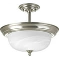 thumbnail image 1 of Progress Lighting, Melon Collection, 2-Light Semi-Flush Mount, Brushed Nickel, Dome Shaped Glass, 1 of 10