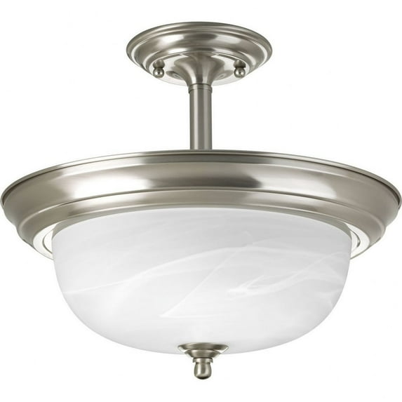 Progress Lighting, Melon Collection, 2-Light Semi-Flush Mount, Brushed Nickel, Dome Shaped Glass
