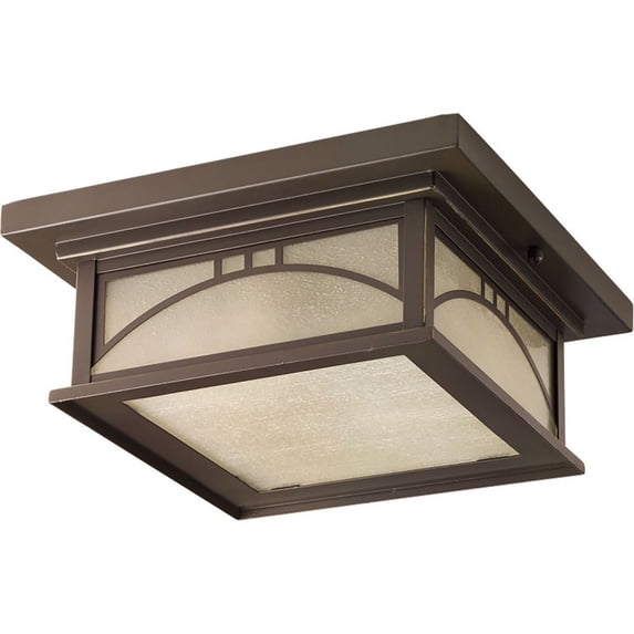 Progress Lighting, Residence Collection, 2-Light Flush Mount, Antique Bronze, Textured Art Glass Shade