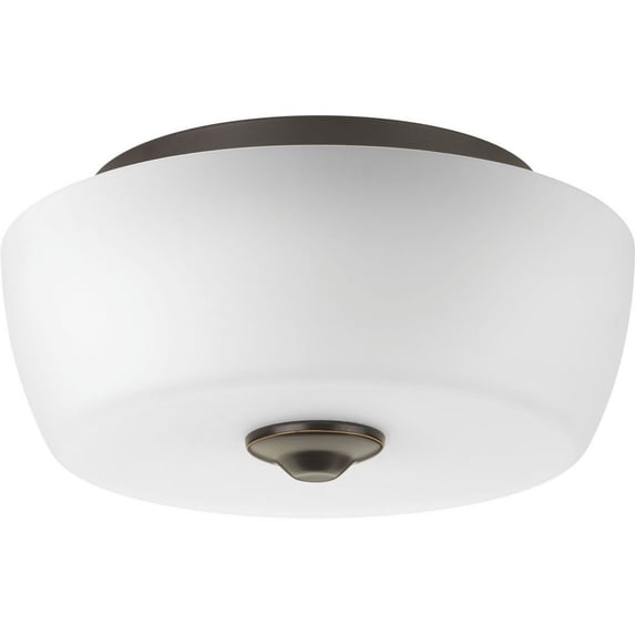 Progress Lighting Leap 2-Light Flush Mount, Brushed Nickel, Etched Glass Shade