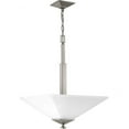 thumbnail image 1 of Progress Lighting, Clifton Heights, 2-Light Inverted Pendant, Brushed Nickel, Etched Square Glass Shade, 1 of 2
