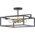 thumbnail image 1 of Progress Lighting Blakely 2-Light Semi-Flush Fixture, Graphite, Rectangular Frame, Satin Brass Accents, Canopy Included, 1 of 16