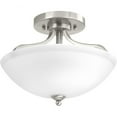 thumbnail image 1 of Progress Lighting Laird 2-Light Semi-Flush Mount Ceiling Light, Brushed Nickel, Glass Shade, 1 of 5