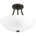 thumbnail image 1 of Progress Lighting Gather Collection 2-Light Semi-Flush Mount in Antique Bronze with White Etched Glass Shades, 1 of 10