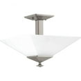thumbnail image 1 of Progress Lighting Clifton Heights 2-Light Semi-Flush, Brushed Nickel, Etched Square Glass Shade Collection, 1 of 2