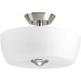 thumbnail image 1 of Progress Lighting, Leap Collection, 2-Light Semi-Flush, Brushed Nickel, Etched Glass Shade, 1 of 7