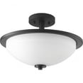 thumbnail image 1 of Progress Lighting Replay 2-Light Semi-Flush Ceiling Light, Black Finish, White Glass Shade, 1 of 4