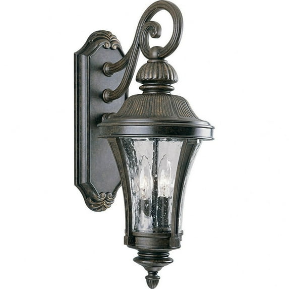 Progress Lighting Nottington 2-Light Large Wall Lantern, Forged Bronze, Clear Seeded Glass Shade