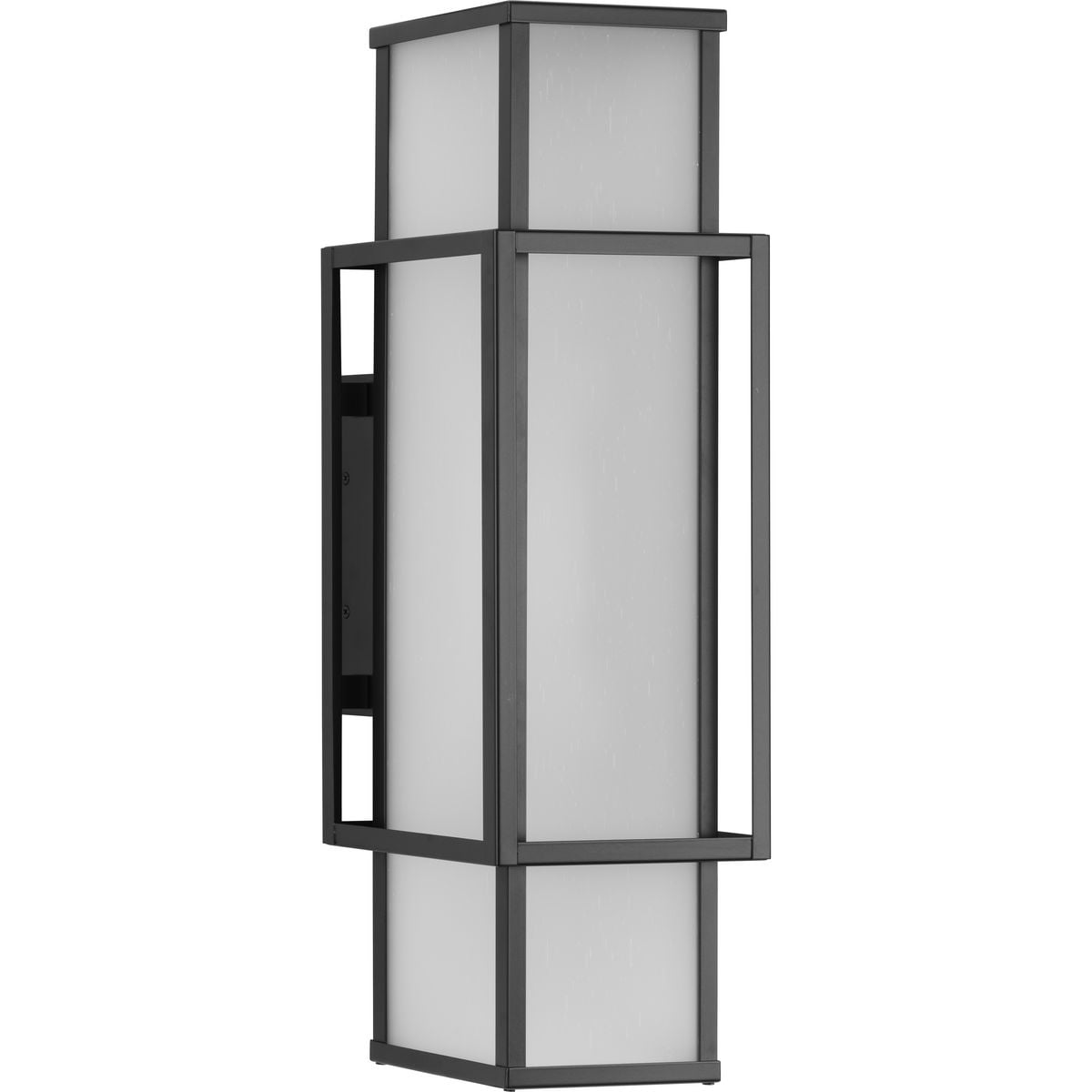 Matte Black Steel 24" Outdoor Wall Lantern with Etched Glass