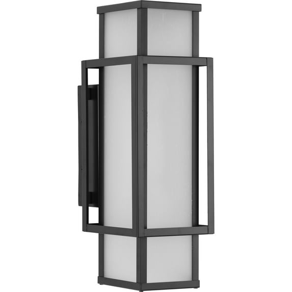 Unison Collection Two-Light Matte Black Etched Seeded Glass Contemporary Wall Lantern