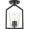 thumbnail image 1 of Progress Lighting Vertex 1-Light Semi-Flush Mount, Matte Black, Clear Glass Shade, 1 of 10
