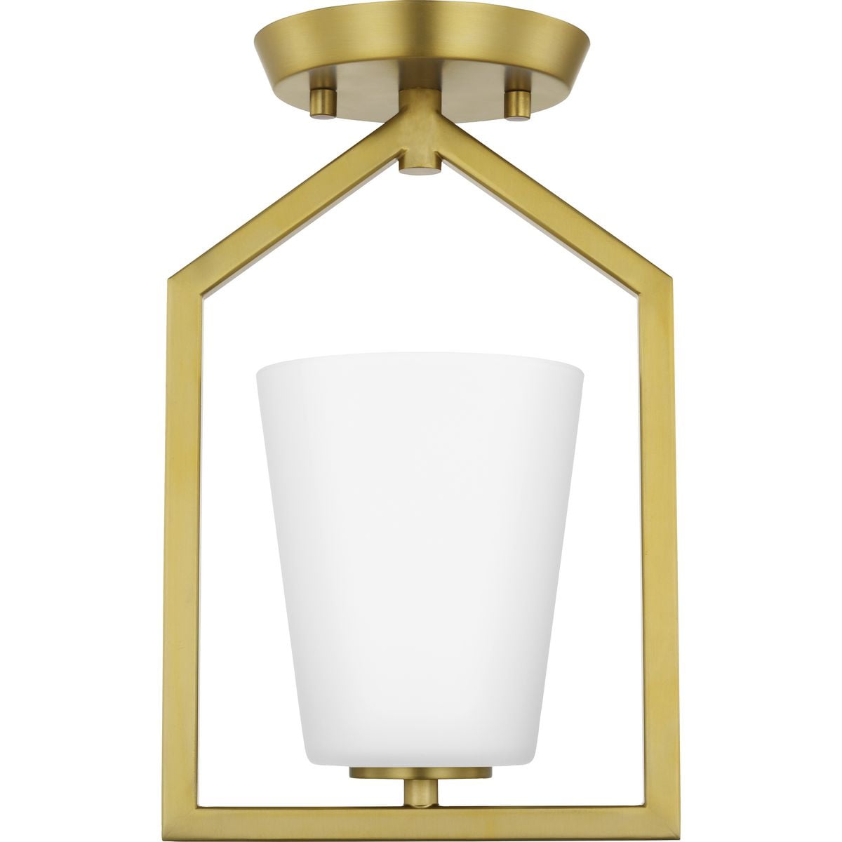 Brushed Gold and Glass Semi-Flush Mount Light