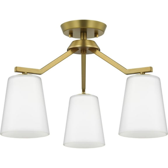 Progress Lighting Vertex Collection 3-Light Convertible Chandelier, Brushed Gold, Etched Glass Shade