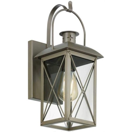 Progress Lighting Woodcliff 1-Light 15 in. Weathered Brass Outdoor Wall Lantern with Clear Glass