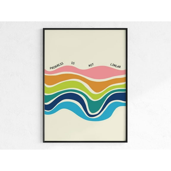 Progress Is Not Linear Poster, Motivation Poster, School, Counselor Quote Poster, Matte Canvas Stretched, Posters for Room Bedroom Living Room Bathroom Wall Decor, Posters & Art Prints, Gift.