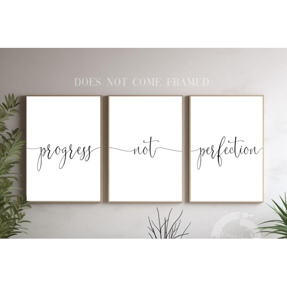 Progress Not Perfection Minimalist Poster Prints Home Wall Art Decor Set 3