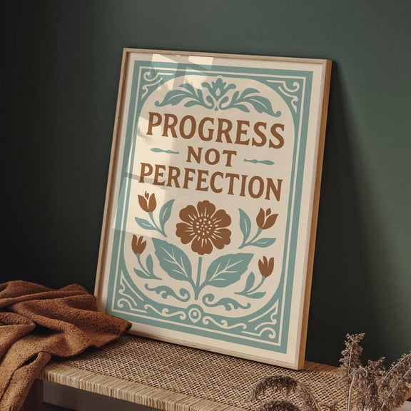Progress Not Perfection Motivational Quote Unframed Paper Print