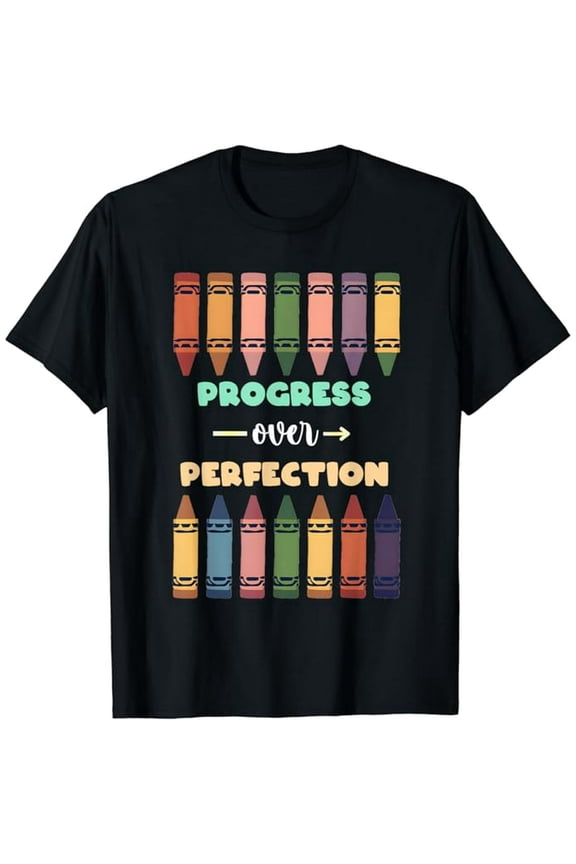 Progress Over Perfection Teacher Motivational Back To School T-Shirt