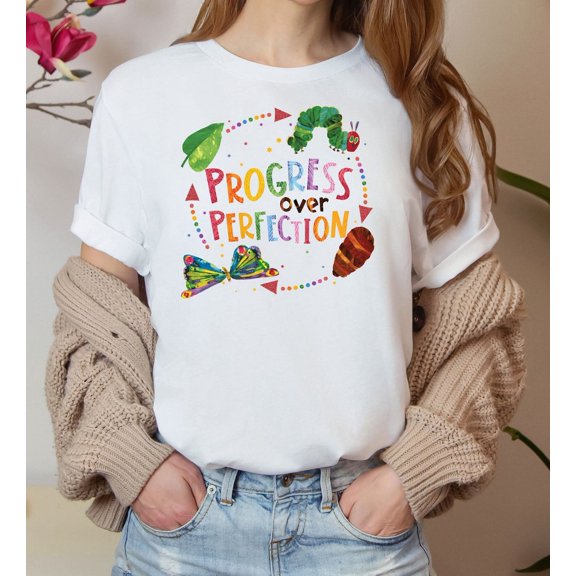 Progress Over Perfection Teacher Shirt, Very Hungry Caterpillar Teacher Shirt, Butterflies Teacher Shirt For Teacher Day Shirt