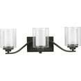 thumbnail image 1 of Progress Lighting Kene Collection 3-Light Wall Bracket Graphite with Etched Glass Shades, 1 of 6
