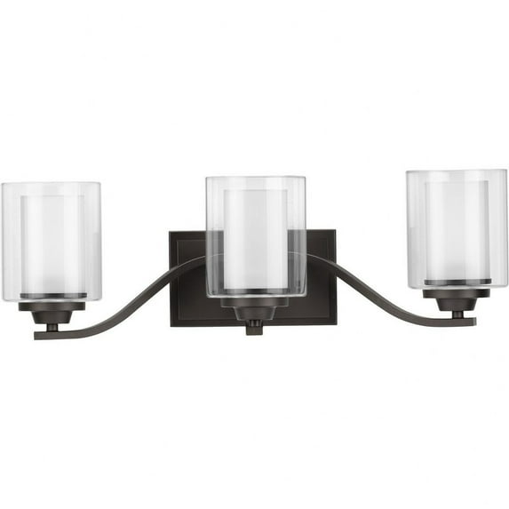Progress Lighting Kene Collection 3-Light Wall Bracket Graphite with Etched Glass Shades