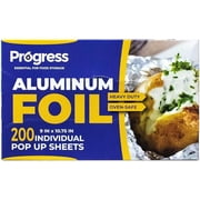 Progress Pop-Up Aluminum Foil Wrap Sheets 9 x 10 3/4 Silver 200 per Box
