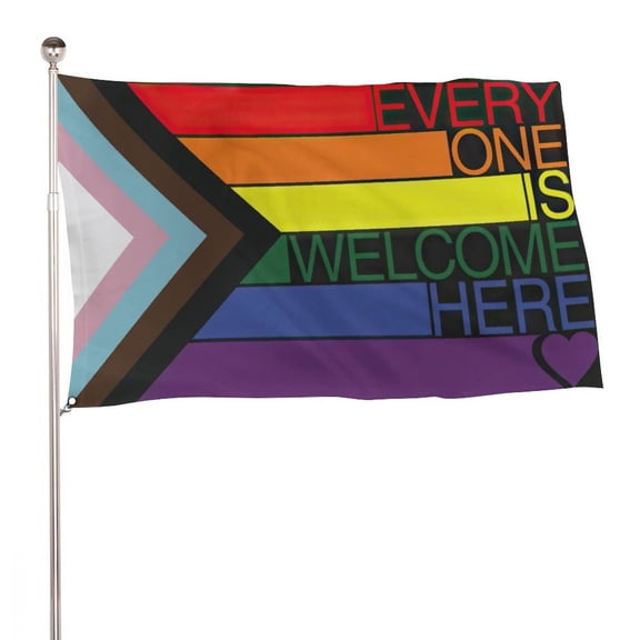 Progress Pride Flag 3x5 Ft Single Sided LGBTQ Rainbow Lesbian Gay Bisexual Trans Flags with Brass Grommets for Outside Yard Outdoor Lawn