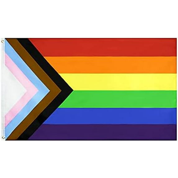 Progress Pride Flag 3x5 Fts - LGBT Community Support Gay Pride Rainbow Banner
