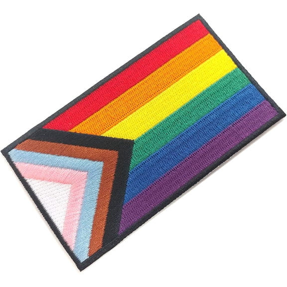 Progress Pride Flag LGBTQ Transgender Flag - 4 inch Iron-on Patch