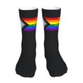thumbnail image 1 of Progress Pride Flag Rainbow Gay Lesbian Transgender Bisexual Lgbtq Mid Tube Crew Socks Calf sockings Fashion Casual Soft Stockings For Women Men, 1 of 7