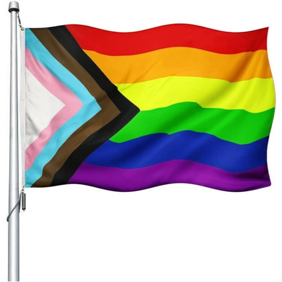 Progress Pride Flag Rainbow LGBTQ Flags 2x3 FT Double Sided Gay Pride Lesbian Transgender Community Support Pride Flags Banner Progress Inclusive Flag for Indoor Outdoor Yard Lawn Wall or Room
