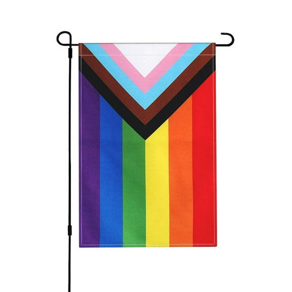 Progress Pride Garden Flag - Rainbow LGBT Flags 12x18 Inch Lesbian Transgender Community Banner for Indoor Outdoor Yard lawn
