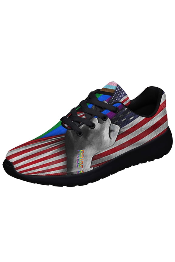 Progress Pride LGBTQ Shoes Sneakers Black Size 7