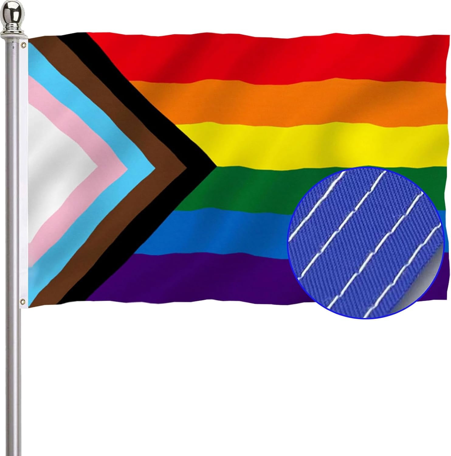 Progress Pride Rainbow Flag 3x5 Outdoor-LGBTQ Gay Lesbian Bisexual Non ...